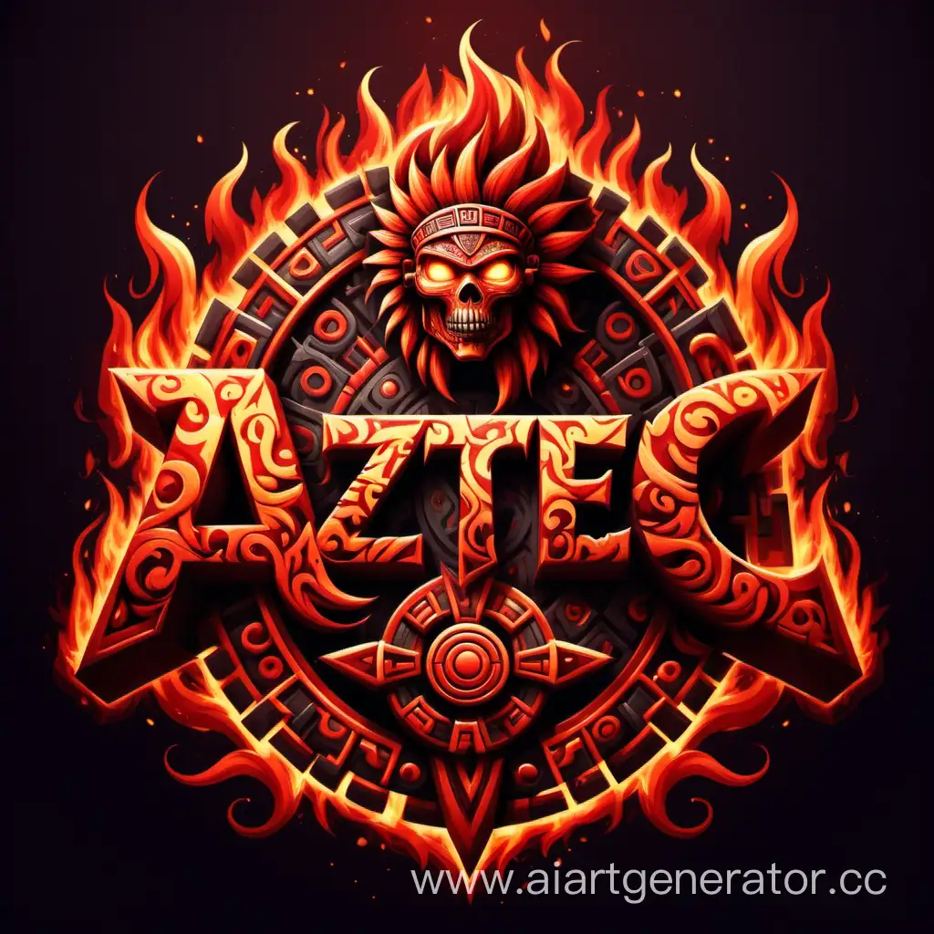 Dynamic-Aztec-Logo-Design-with-Elements-of-Fire-and-Blood