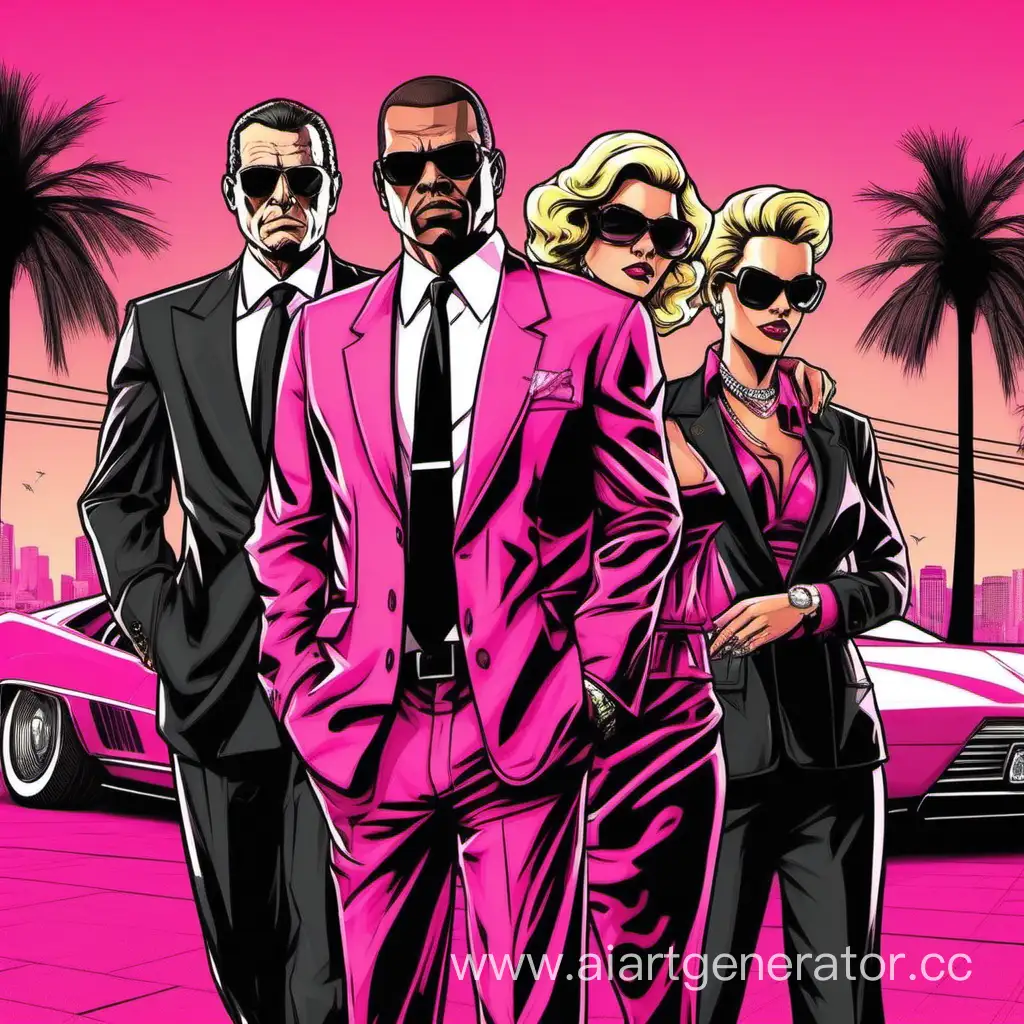 Luxurious-Family-in-Pink-Noir-GTAStyle-Los-Angeles-Backdrop