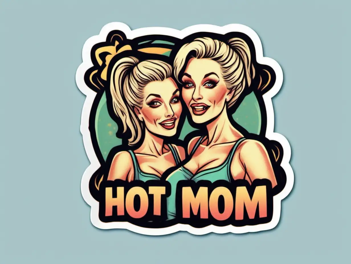 Trendy Hot Mom Sticker with Vibrant Style