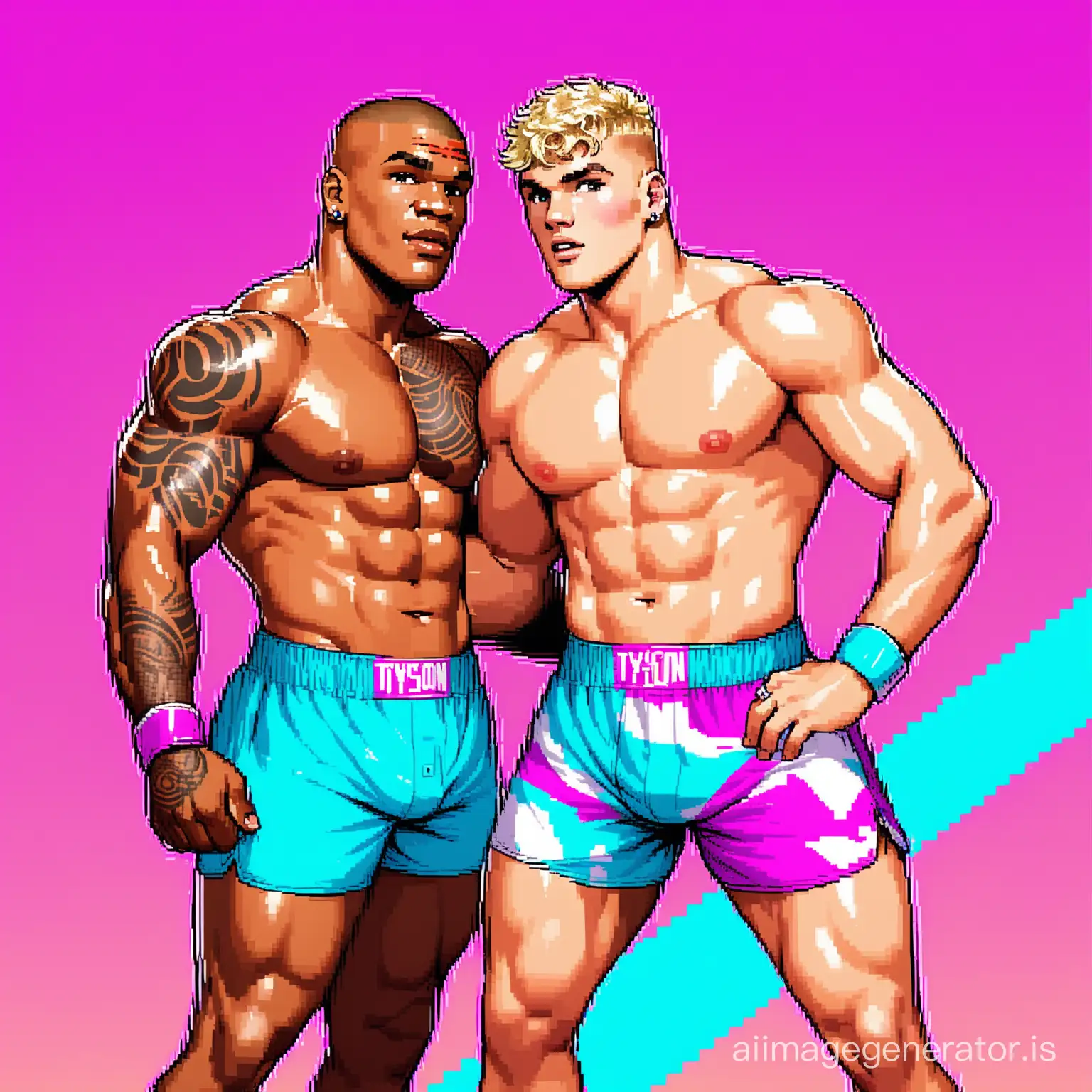 retro gaming vaporwave boxers jake paul and mike tyson