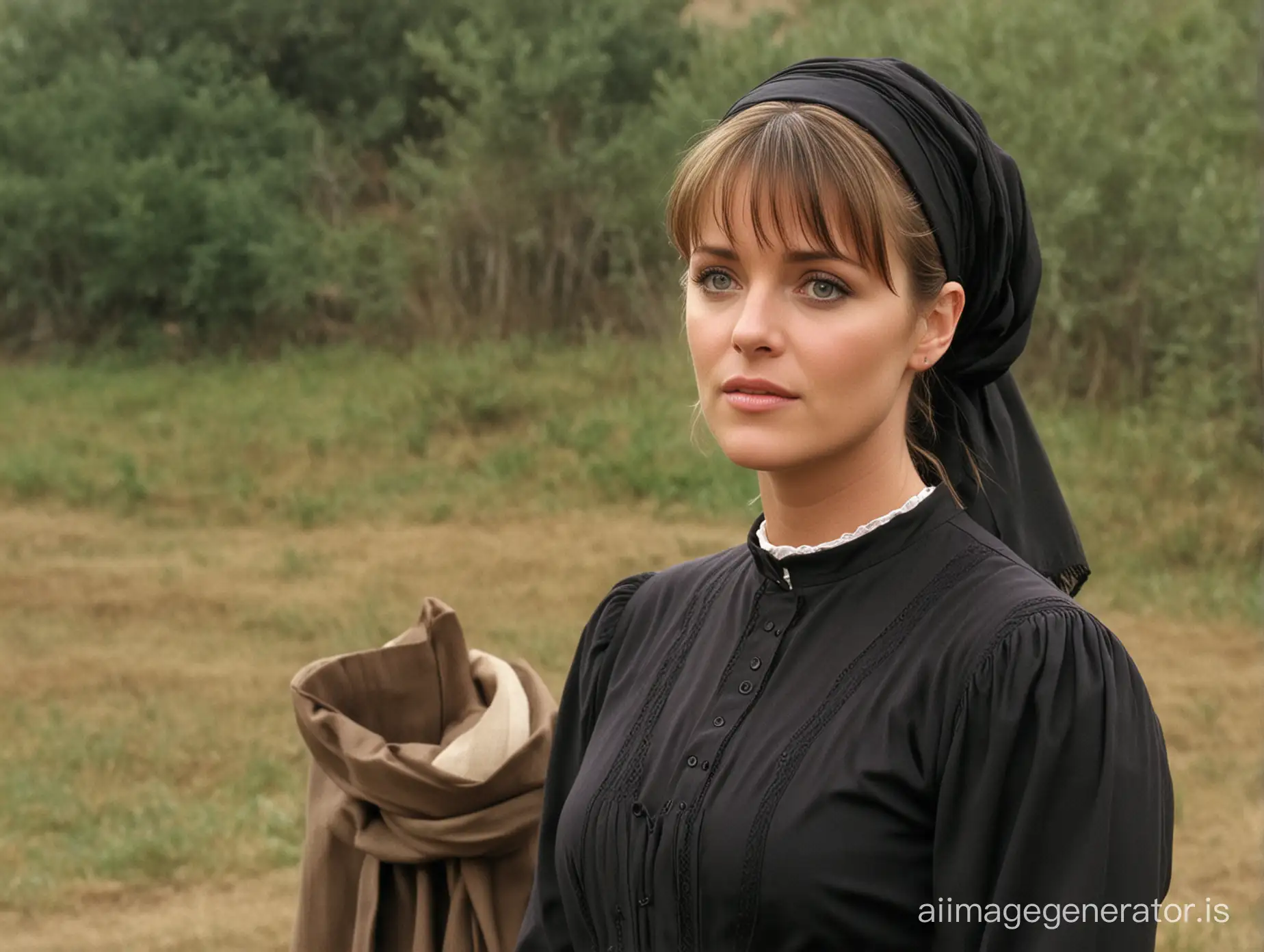 Amanda Tapping as Samantha Carter from SG1 is kidnapped and brought in a sect like old hidden religious community ruled by an 70 year old Amish preacher . Once in his farm , the old preacher hypnotized Samantha guiding her mind to accept his love and devotion, forcing her to willingly become his beloved devoted wife.dressed and veiled as prim and proper Amish submissive wife