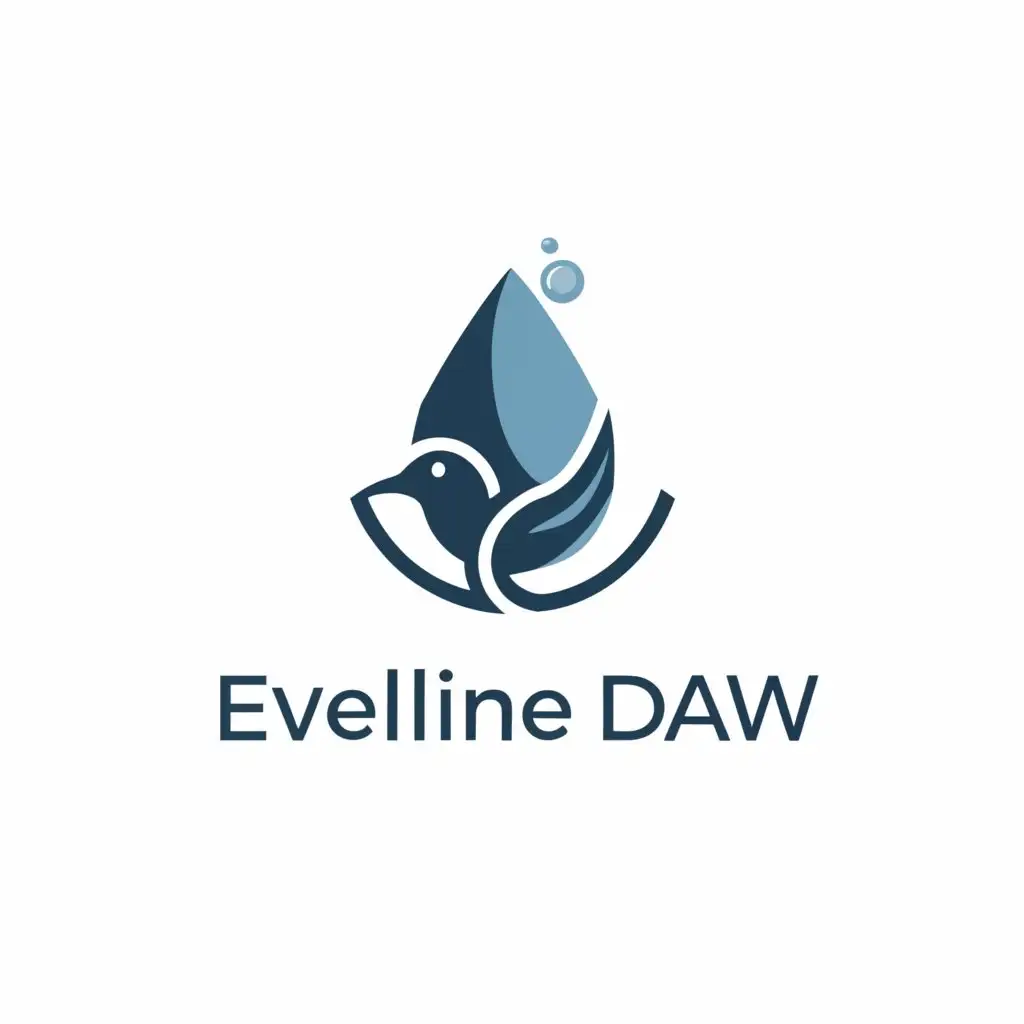 a logo design,with the text "Eveline Daw", main symbol:crow inside water droplet,Moderate,clear background