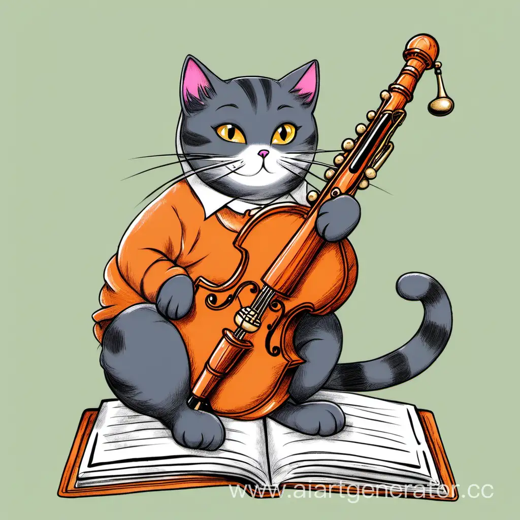 Clever-Cat-Writing-Notes-with-an-Orange-Bassoon