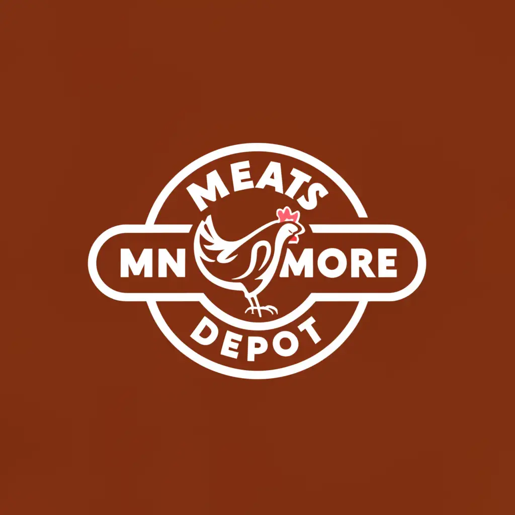 a logo design,with the text "Meats n More Depot", main symbol:Chicken,Moderate,clear background