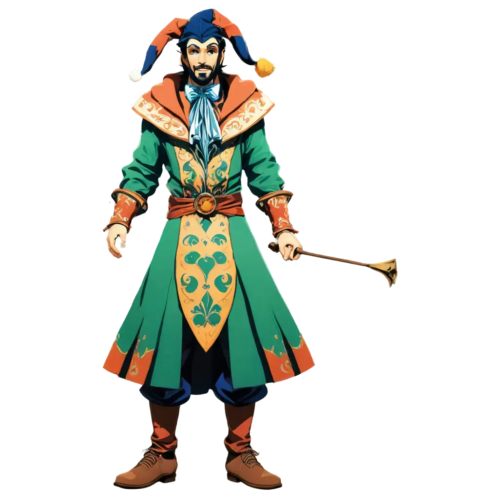 2D-Anime-Jester-Magician-with-Beard-and-Sideburn-PNG-Image-Enchanting-Digital-Art-for-Creative-Projects