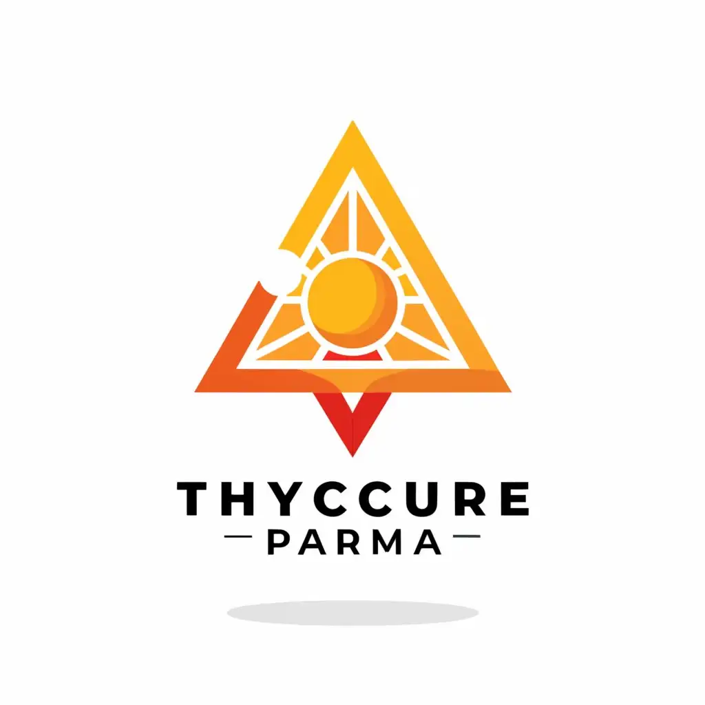 a logo design,with the text "Thycure Pharma", main symbol:Rising sun inside a triangle,Minimalistic,be used in Medical Dental industry,clear background