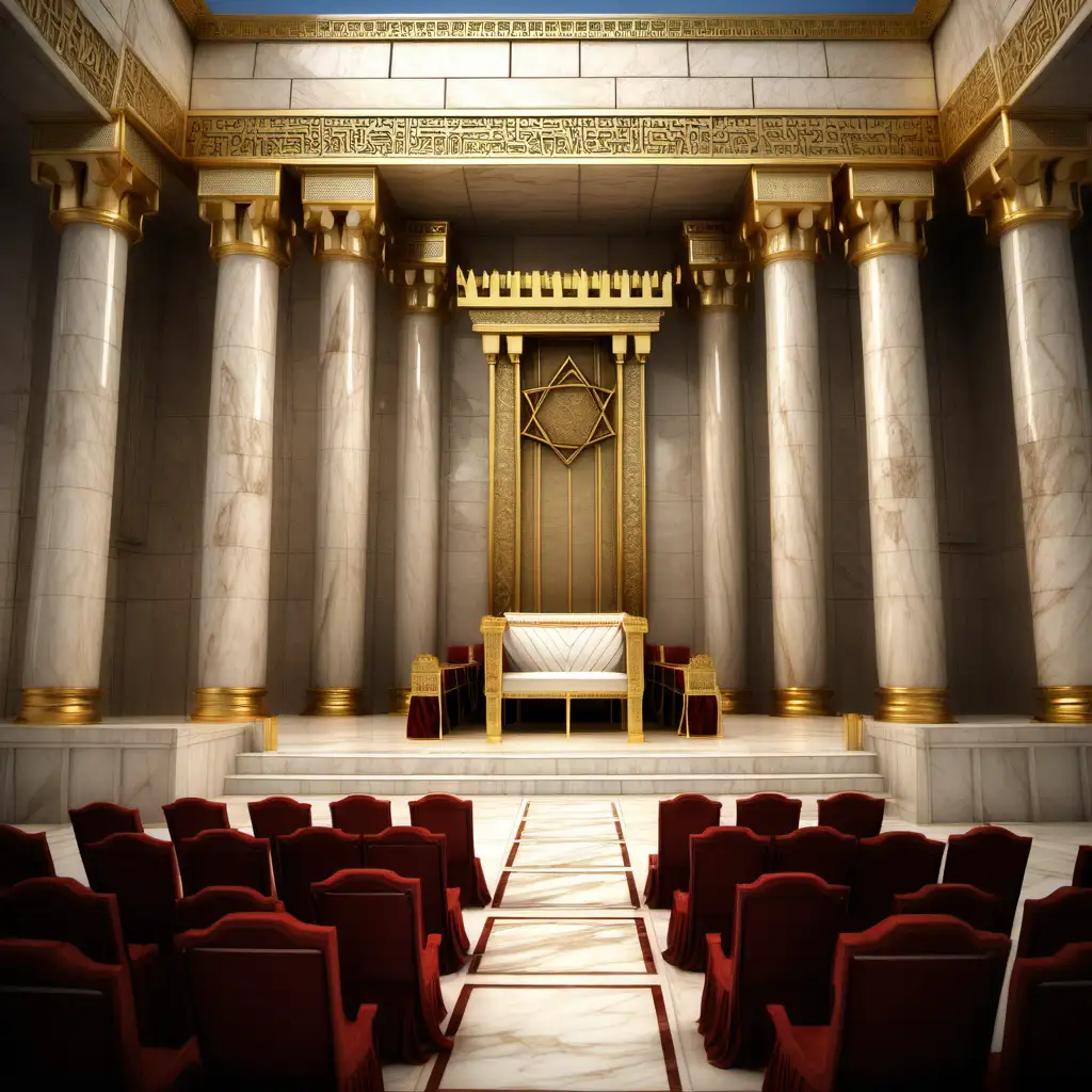 Jewish Third Temple Throne Sacred Structure Adorned with Reverence