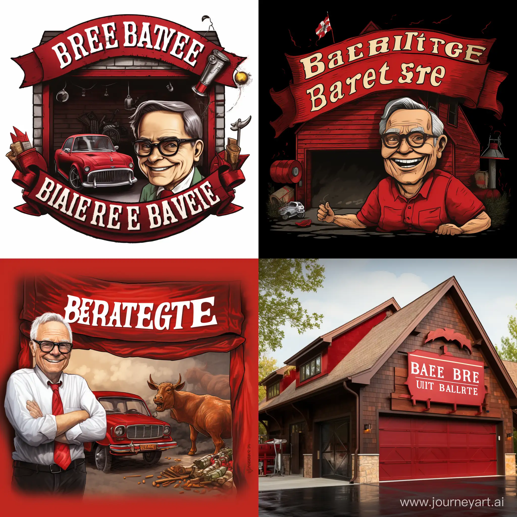 Make me a Banner for a youtube channel on investing and finance, called Buffett's Garage in red colors
