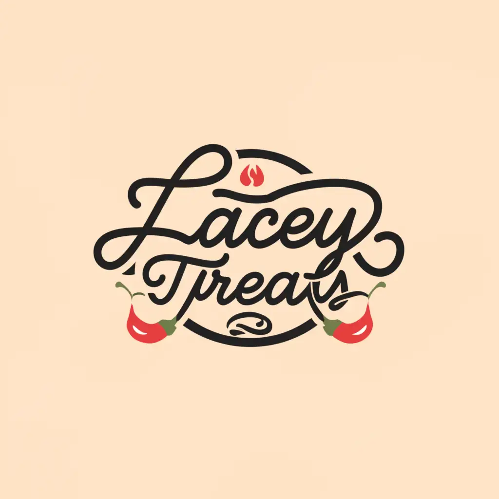 a logo design,with the text 'LaceyTreats', main symbol:food and hot pepper drinks,Minimalistic,be used in Events industry,clear background