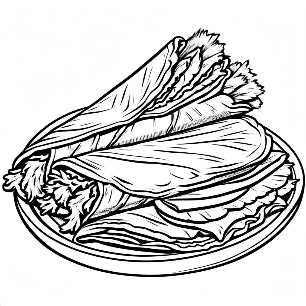 Chicken-Caesar-Wraps-Coloring-Page-Simple-and-Easy-Line-Art-for-Kids