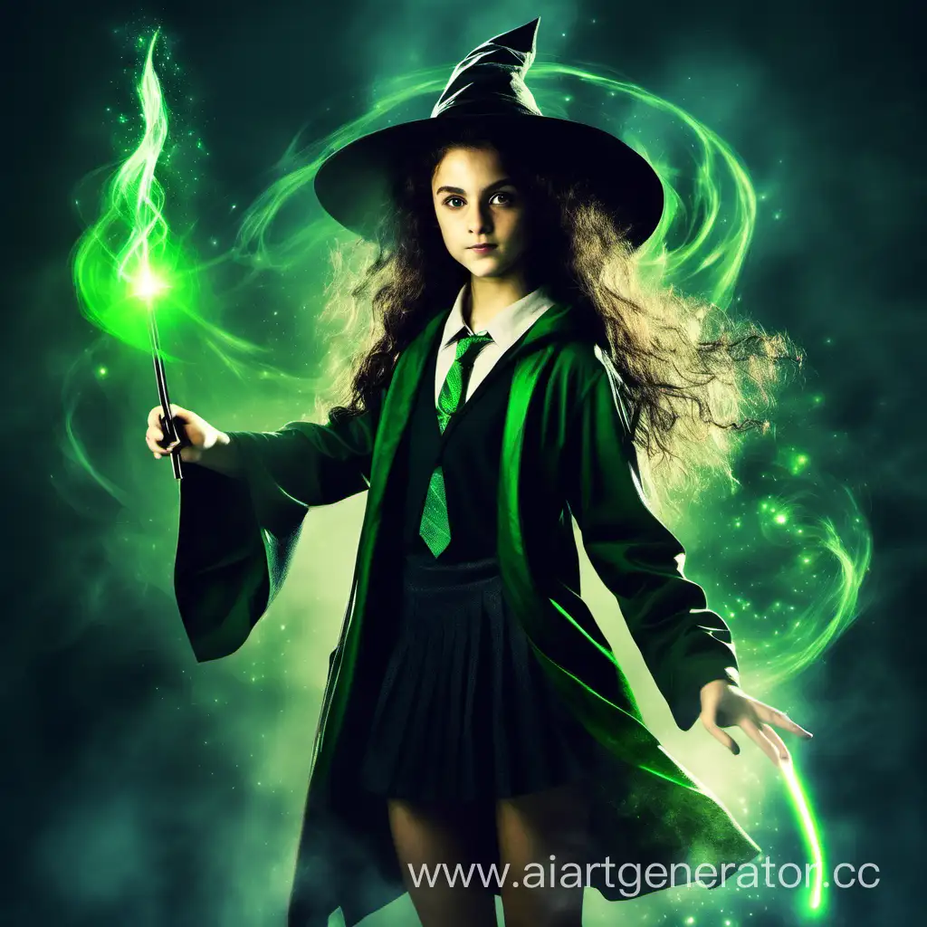 Enchanting-Young-Witch-Casting-Green-Magic-Spell-with-Wand