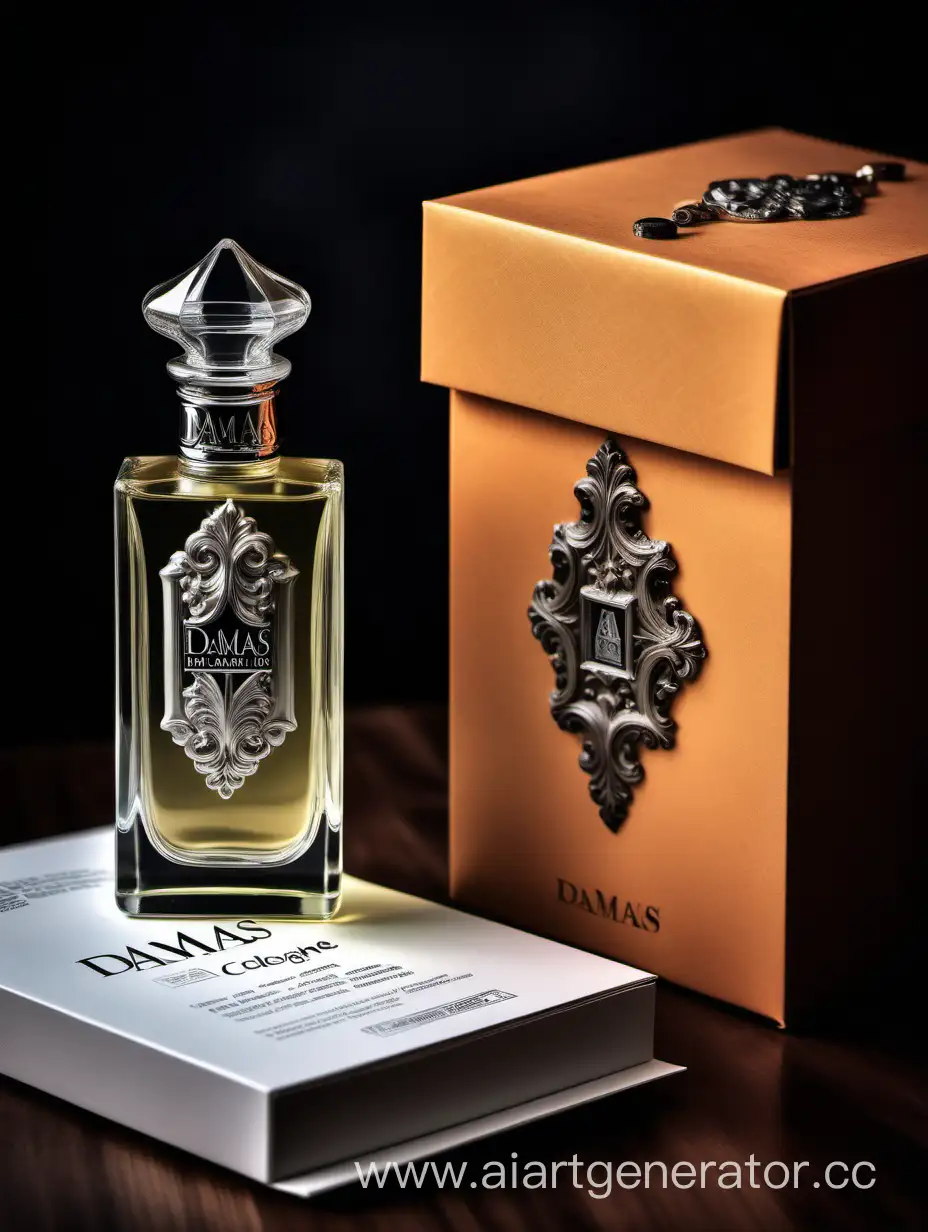 a bottle of damas cologne sitting next to a box, a flemish Baroque by Demetrios Farmakopoulos, instagram contest winner, dau-al-set, dynamic composition, contest winner, feminine