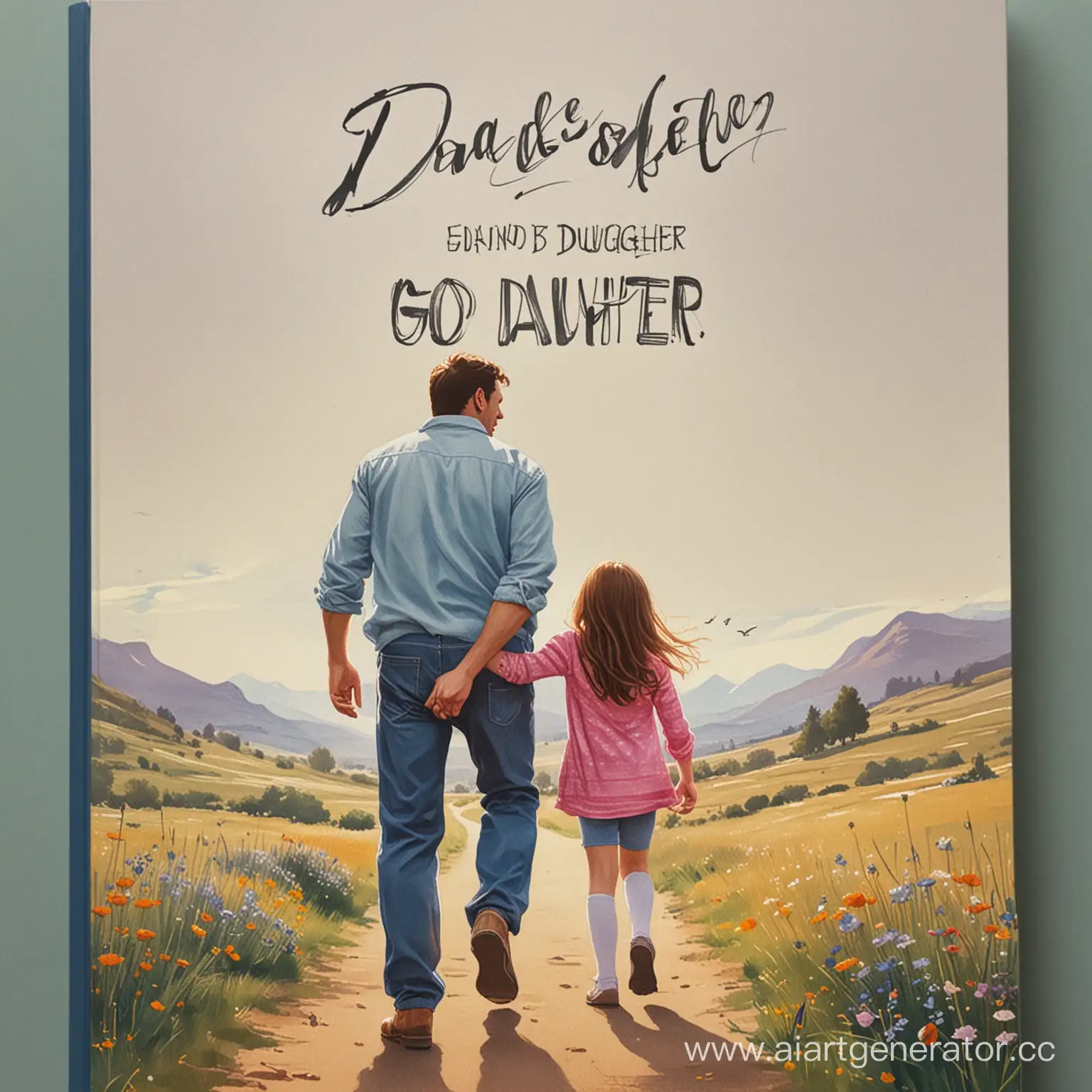 нарисуй обложку для книги папа с дочкой уходят в даль