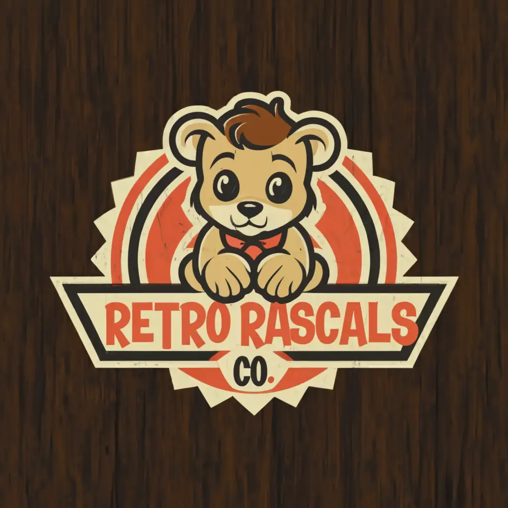 a logo design,with the text "Retro Rascals Co.", main symbol:Retro style cub,Moderate,clear background