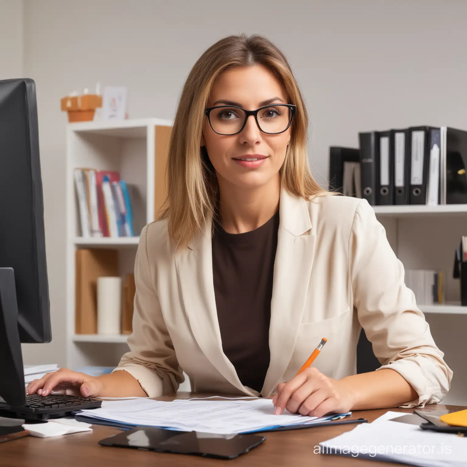 female teacher in the office