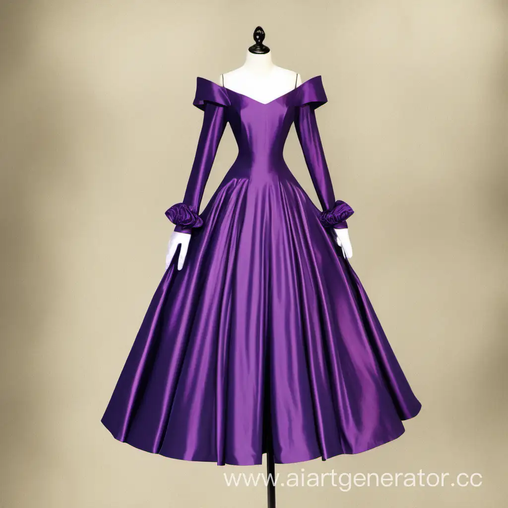 Elegant-Violet-Parade-Dress-with-KneeLength-Hem-and-ElbowLength-Gloves