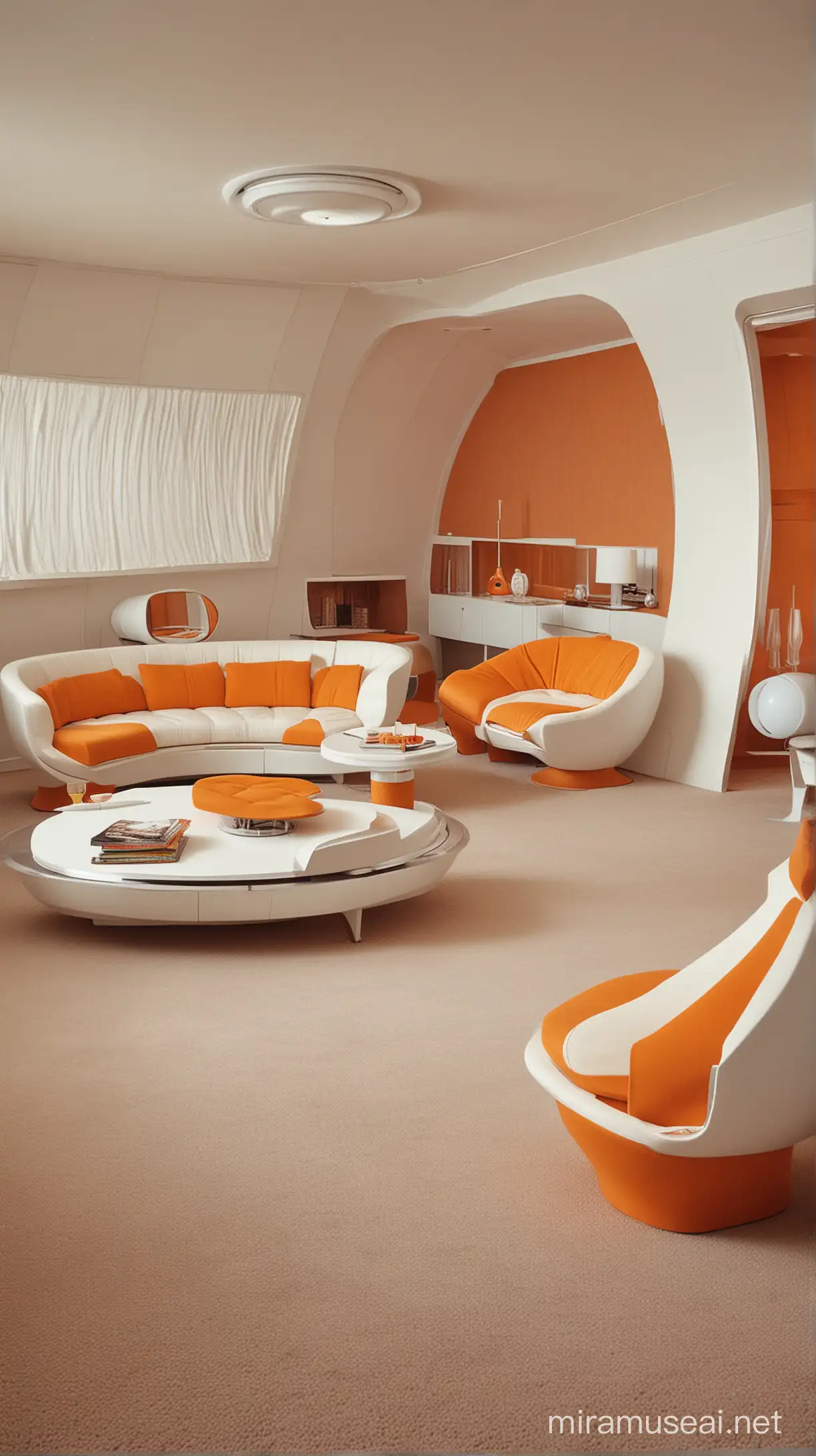 1960s space age minimalistic lounge