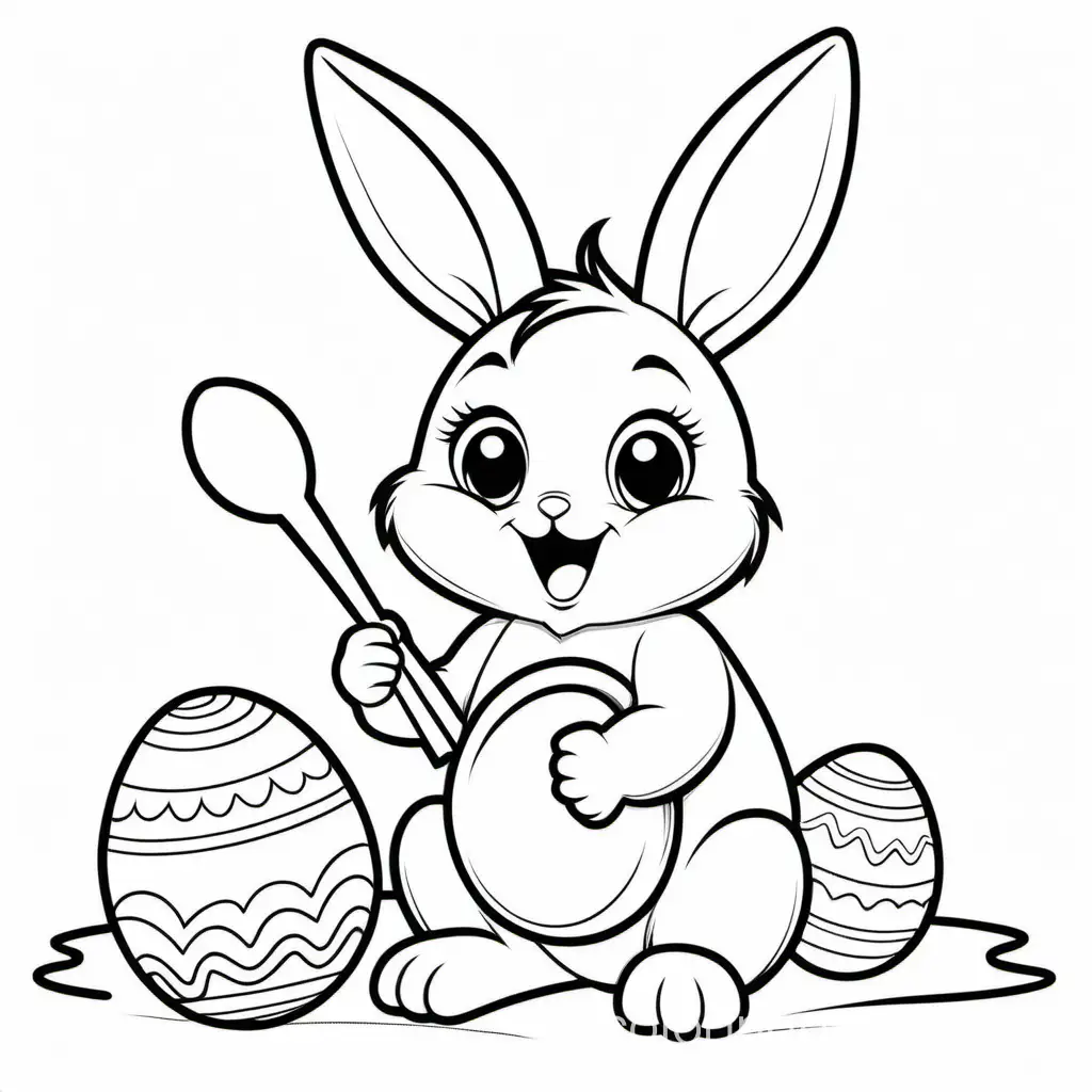 Adorable-Bunny-Enjoying-Easter-Egg-Kids-Coloring-Page