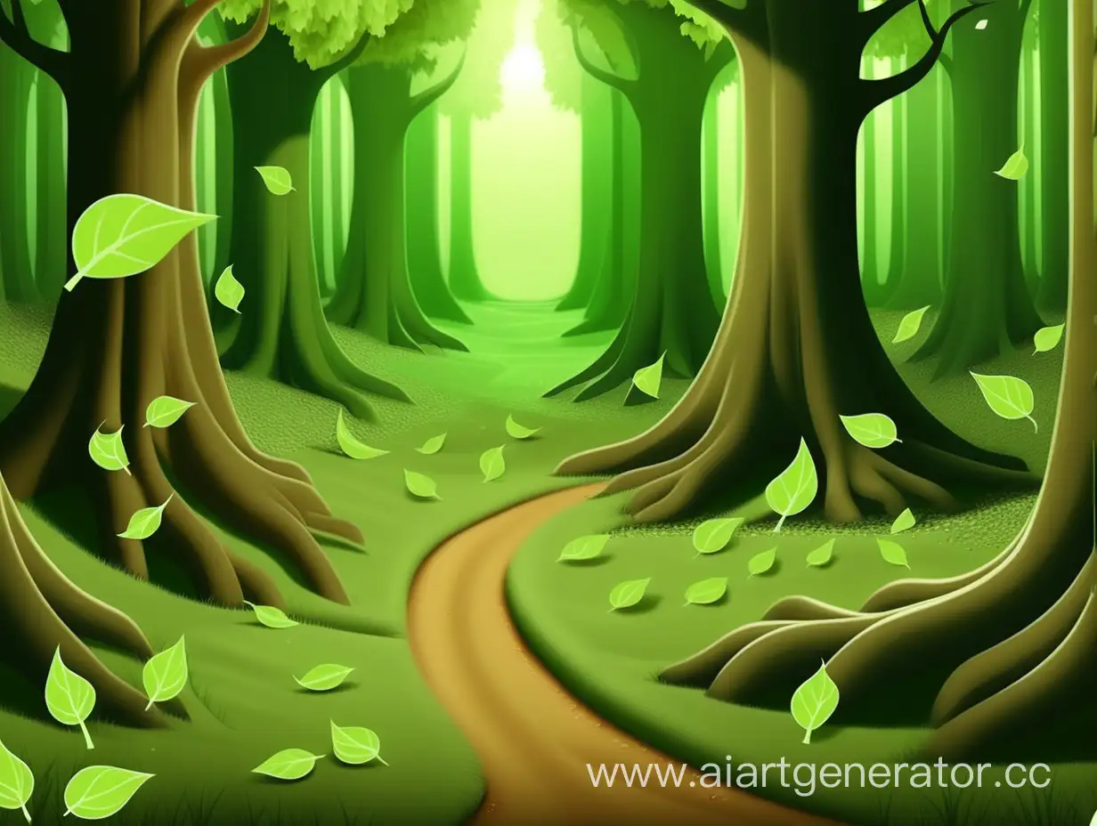 Enchanting-Forest-Glade-with-Sparkling-Green-Leaves