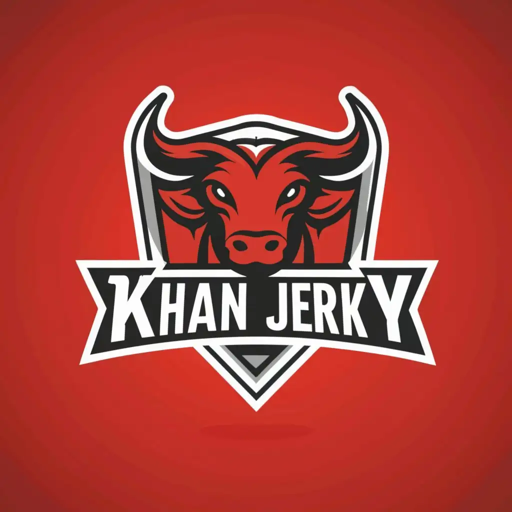 a logo design,with the text "Khan Jerky", main symbol:Bull,Moderate,clear background