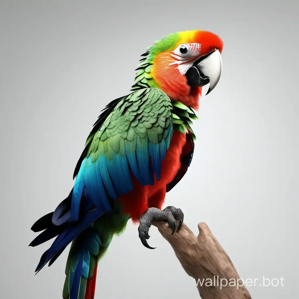 Vibrant-Parrot-Perched-on-Clean-White-Background