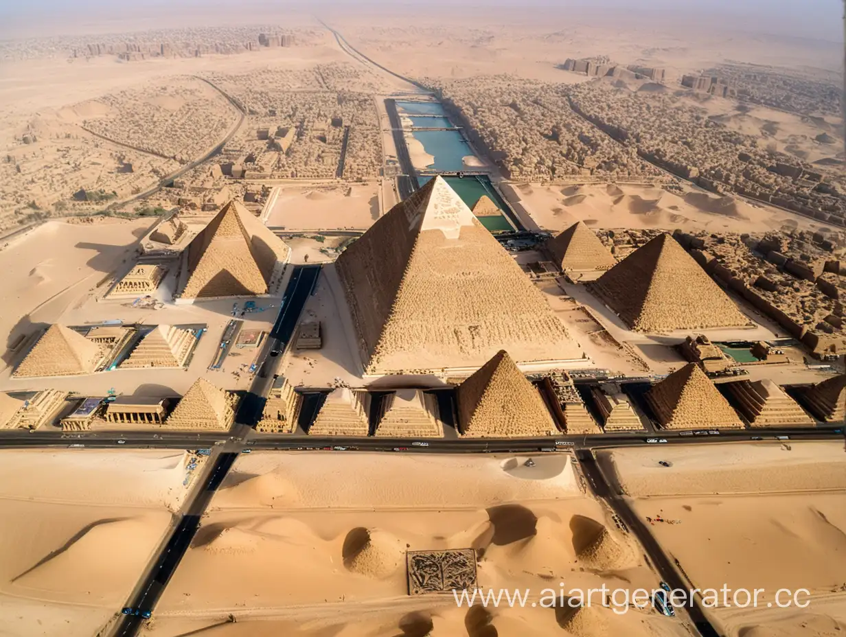 на вертолёте во круг пирамид египта .Вид сверху 