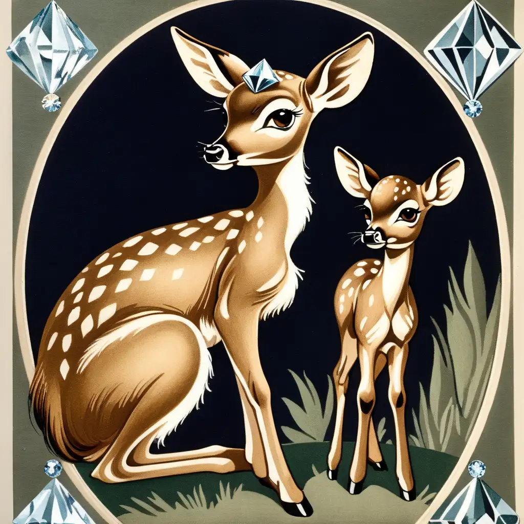 Graceful 1930s Fawn Adorned in Diamonds