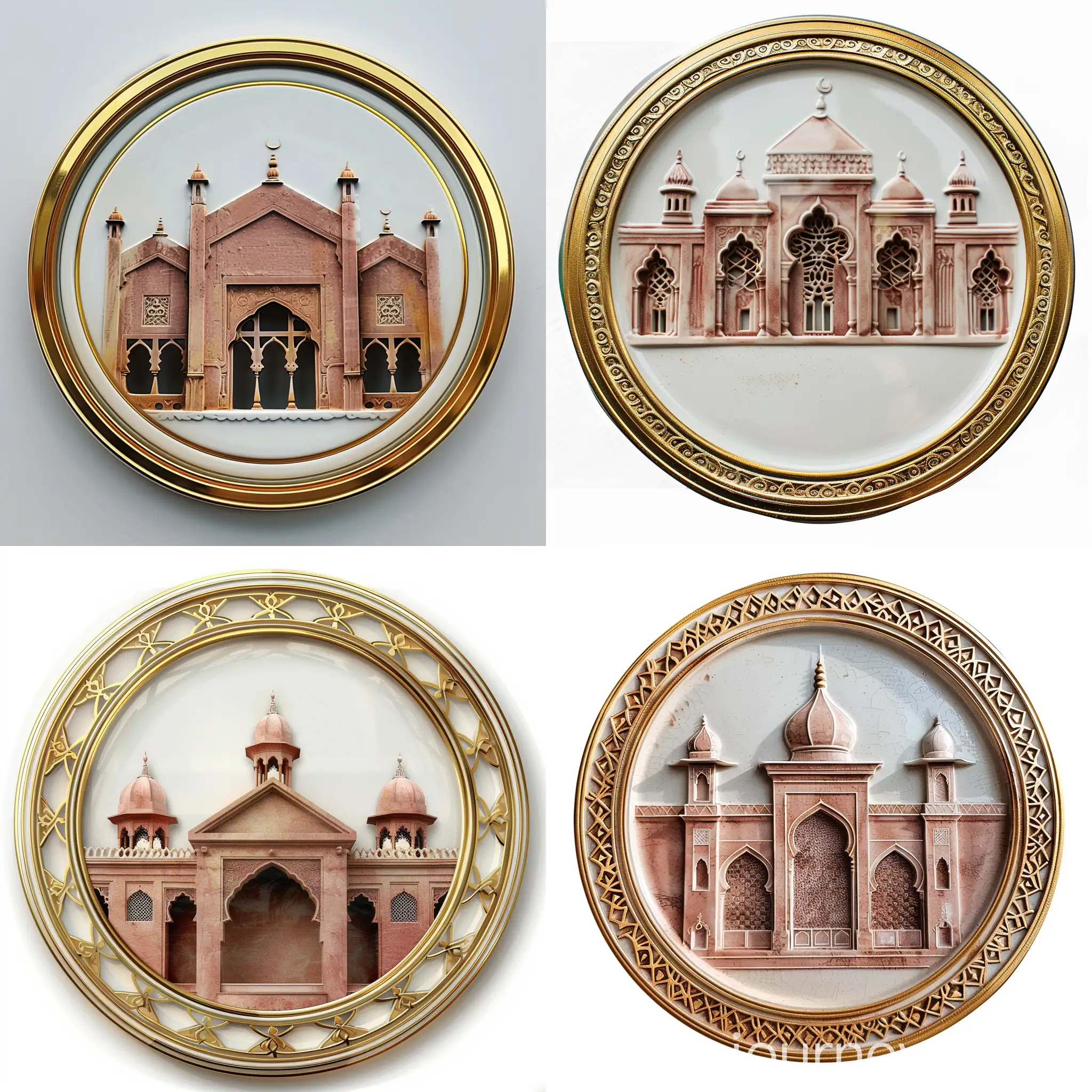 Embossed on a round porcelain medallion having 3d solid arabesque openwork and golden border --cref https://cdn.discordapp.com/attachments/1213041174428782623/1230017704098922546/Strachey_Hall_S.S.South_AligarhMuslimUniversity_._._Join-amu_info_Now._._amuinfo_PC_-the_vibrant.clicks_Aligarh_Muslim_University_campusphotography_amuinfo.webp.jpg?ex=6631ca41&is=661f5541&hm=1377dd5f1c7bf3e22ce49ca0c2a9d620c434ee8bbb53dd12c24a1911c961719f& --cw 100