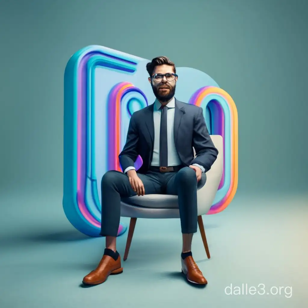 Professional Developer Crafting Code 3D Illustration of Bearded Man at ...