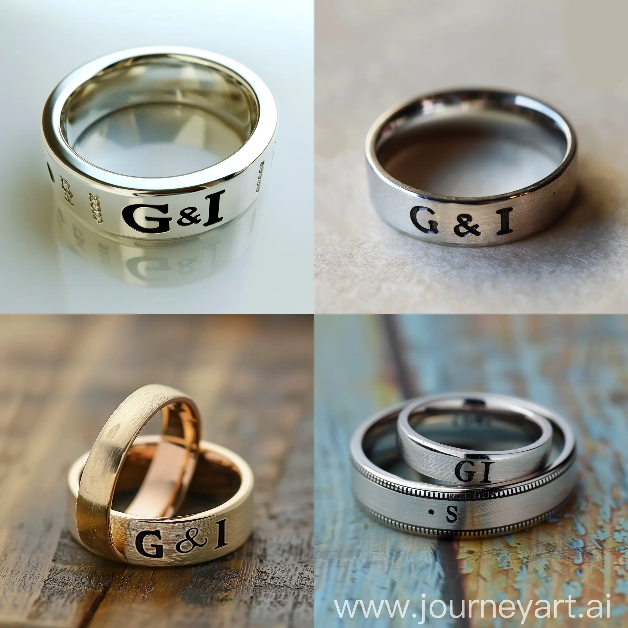 create a mens wedding ring that has G & I initial in it