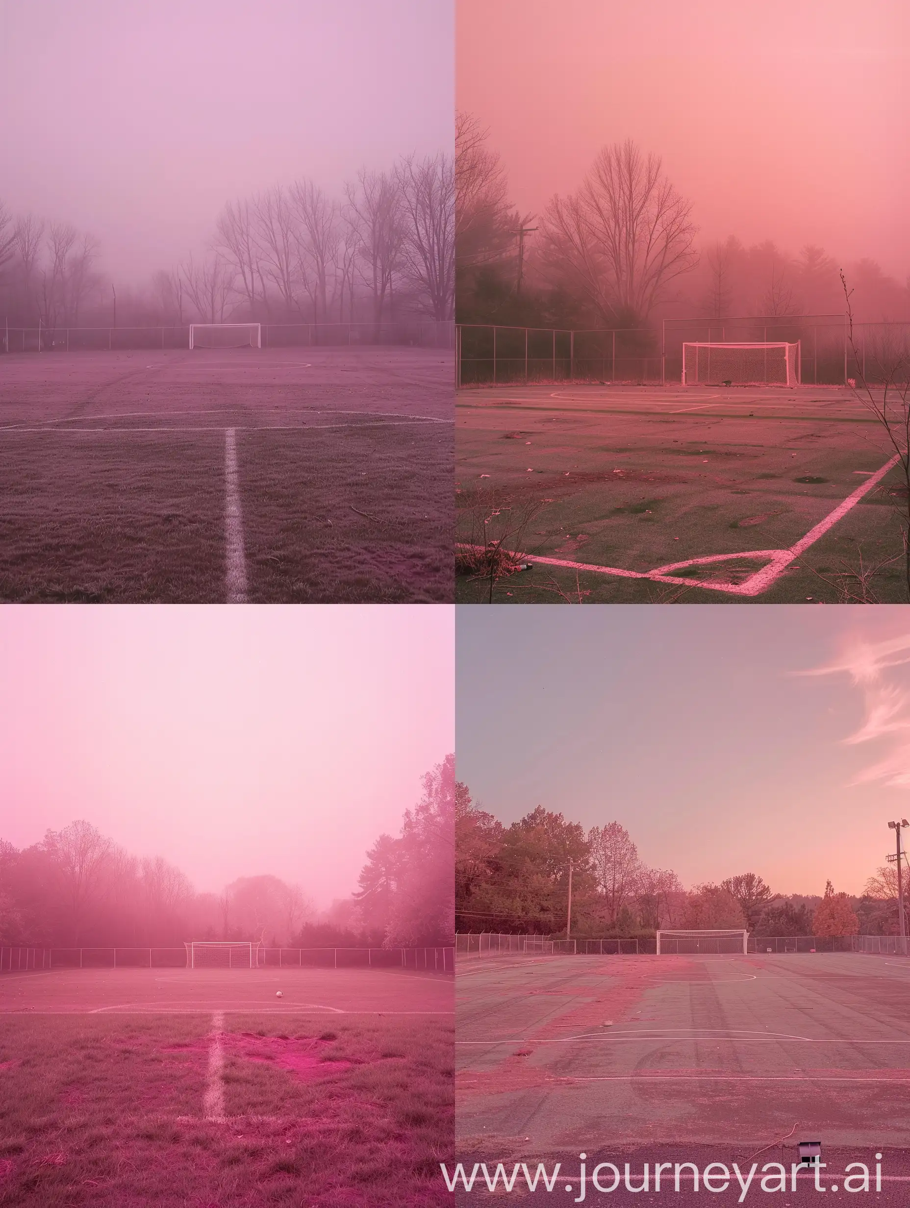 Eerie-Empty-Soccer-Field-in-Muted-Rose-Tones