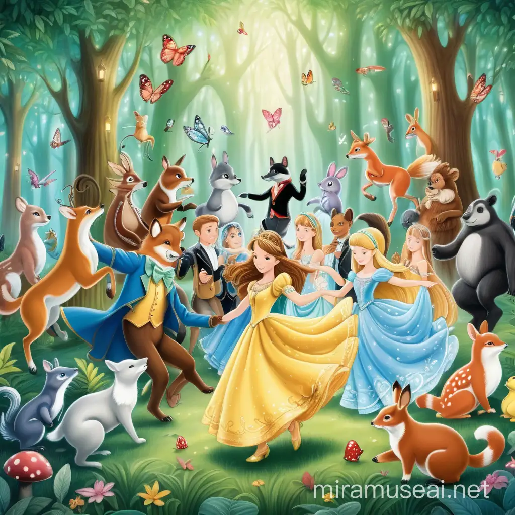 Enchanted Forest Dance with Princess and Magical Creatures