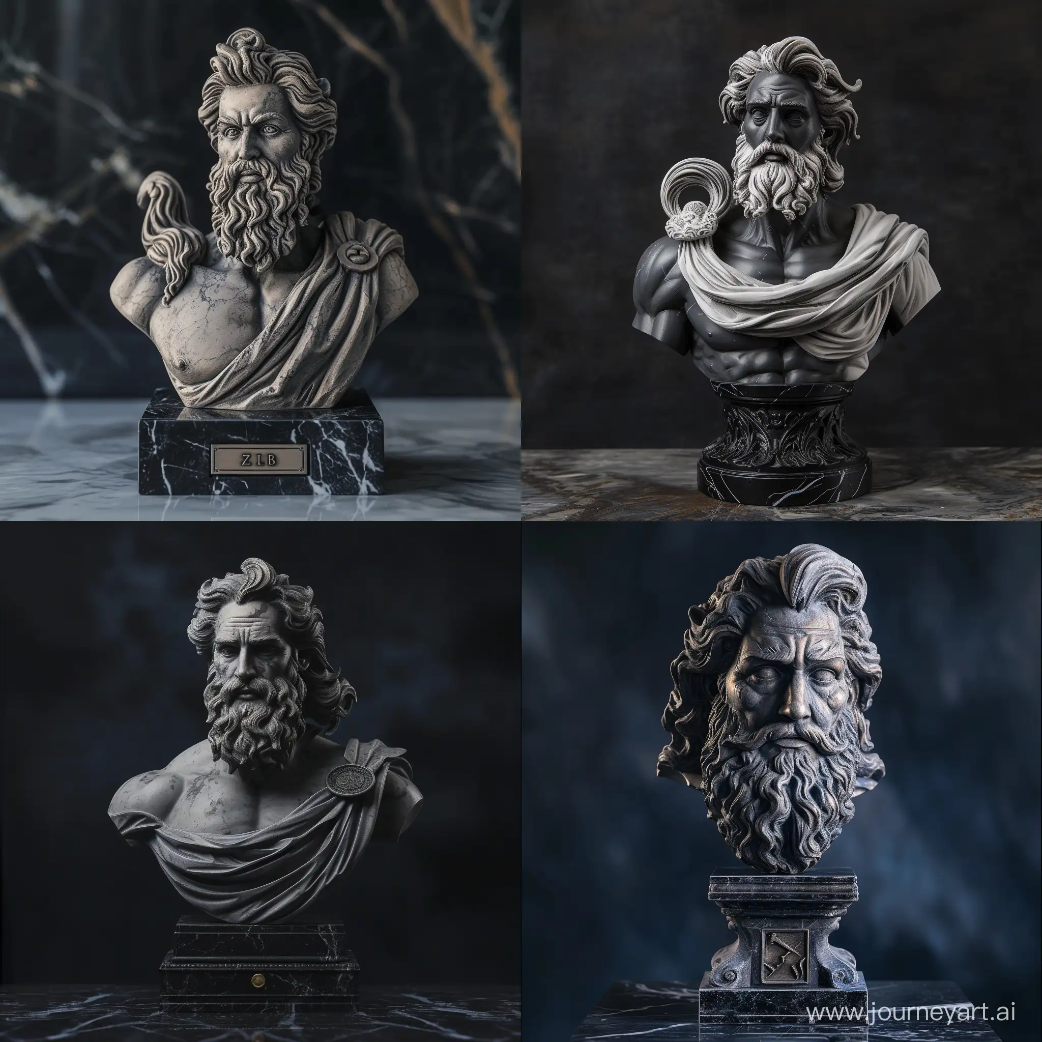 Zeus-Sculpture-on-Black-Marble-Base-Cinematic-Bust-Style-Art-in-Wide-Shot