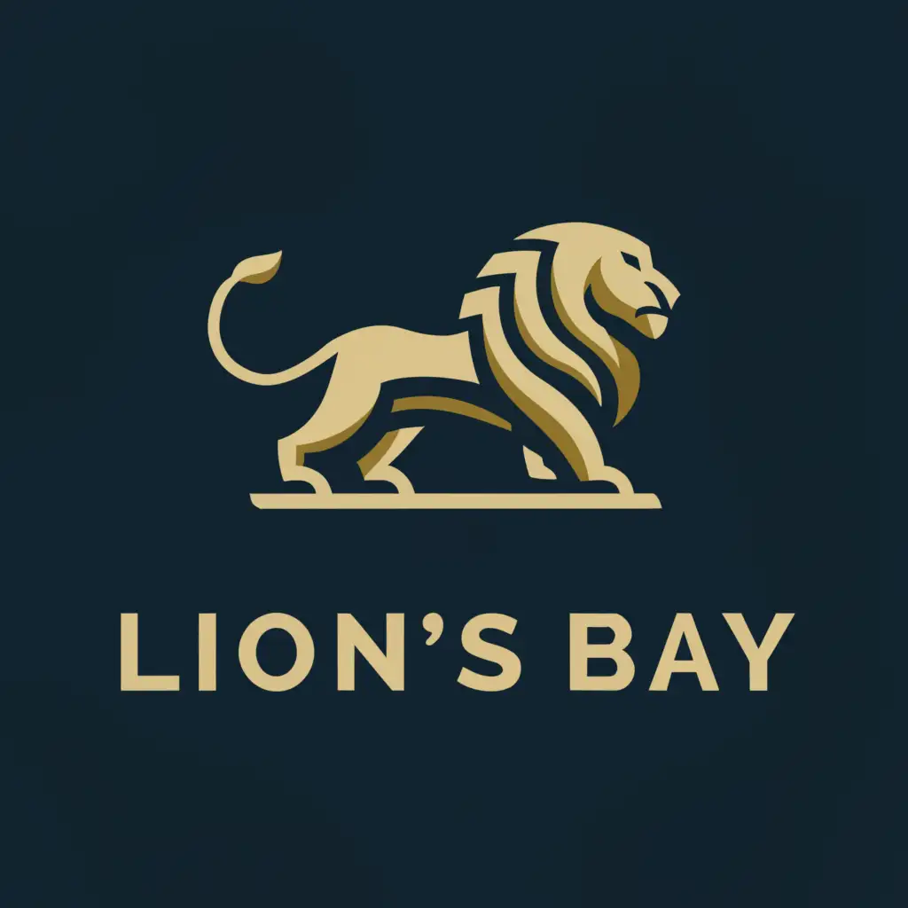 a logo design,with the text "Lions Bay", main symbol:lion & Bridge,complex,clear background