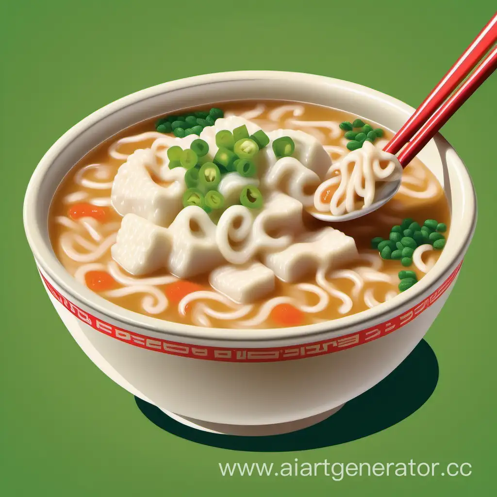 one bowl of maruchan in vector style over a green background