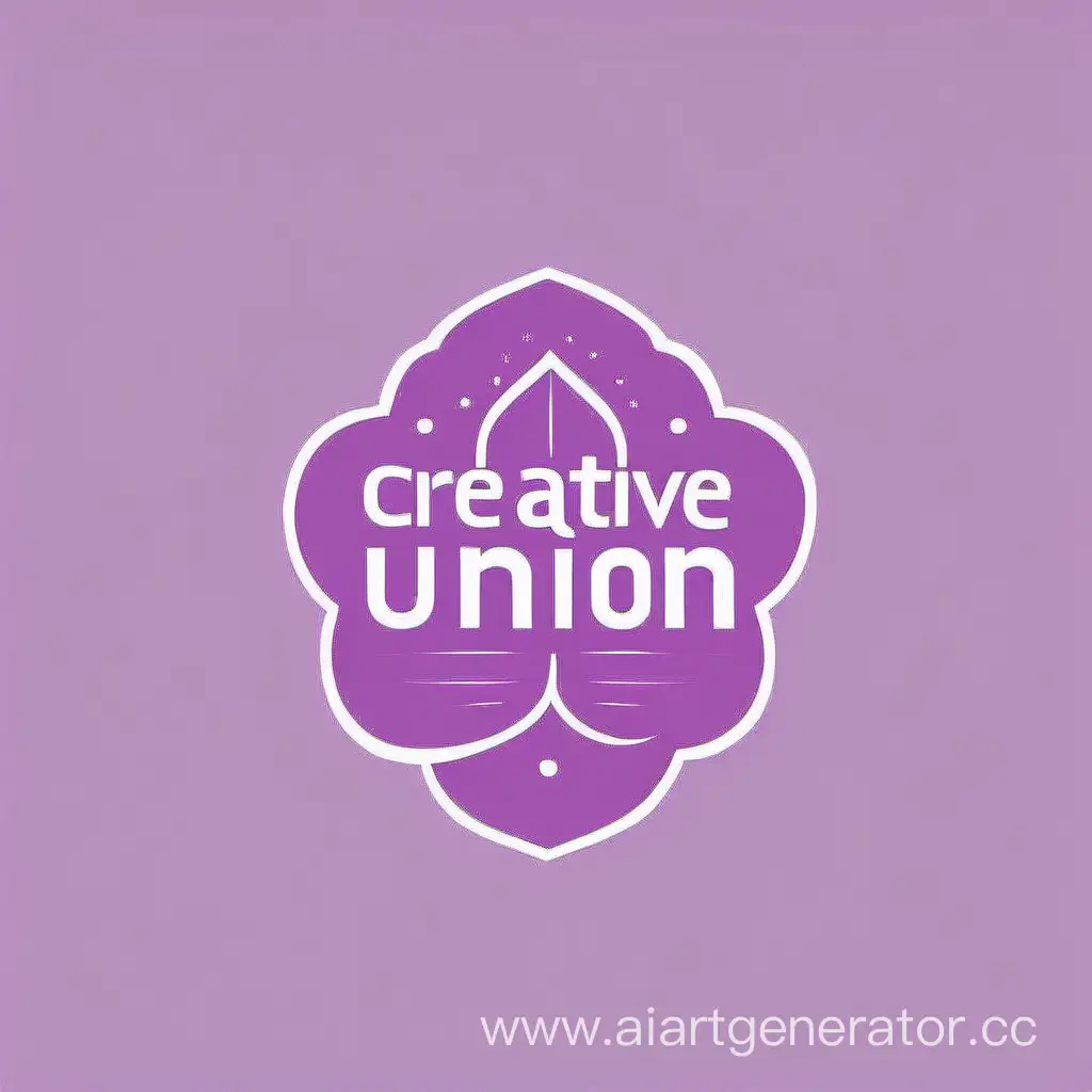 Draw a cute minimalist logo for the creative union in purple tones