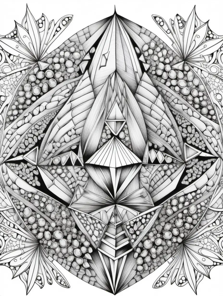 crystal zentangles, coloring book pages