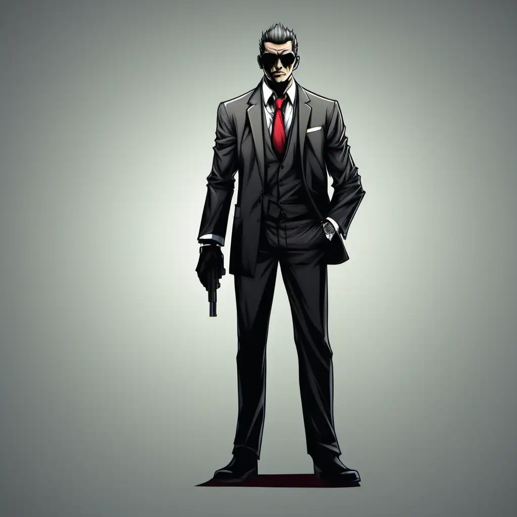 Front View Mafia Character Portrait in White Background