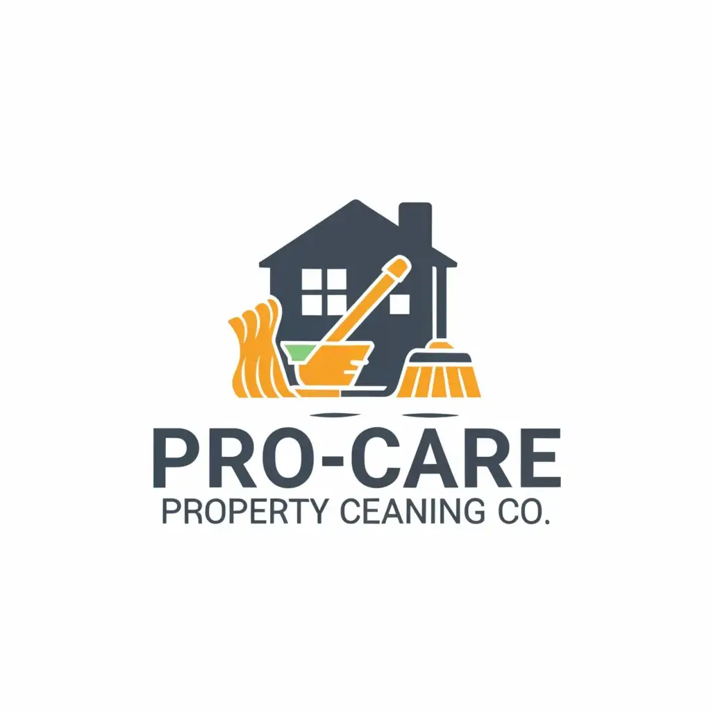 a logo design,with the text "ProCare Property Cleaning Co.", main symbol:Cleaning Supplies,Moderate,clear background