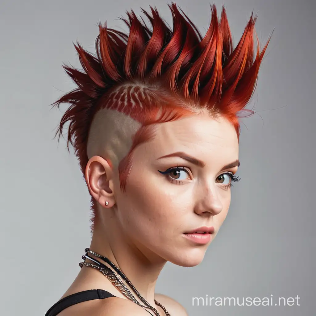 Vibrant Woman with Mohawk Red Hair