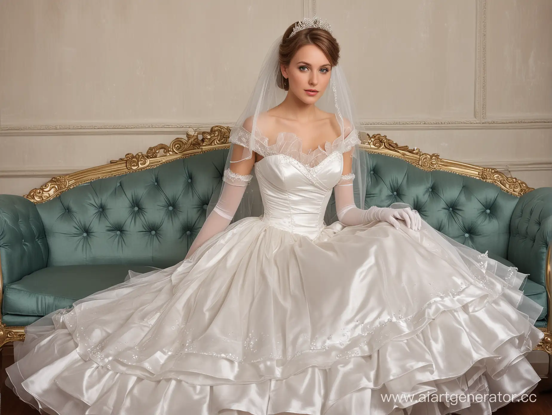 Elegant-Bride-Princess-in-Lavish-Organza-Dress-and-Satin-Gloves