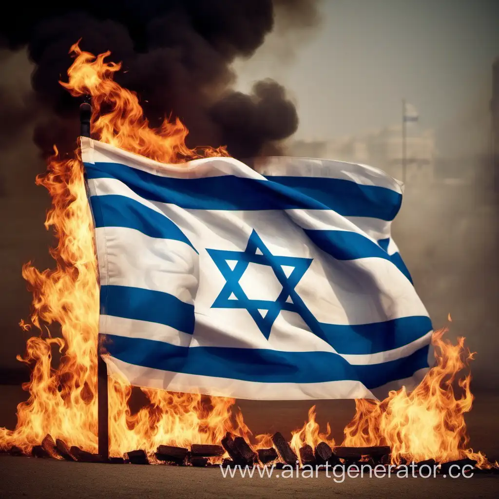 Flaming-Flag-of-Israel-Protester-Demonstrating-Against-Political-Issues