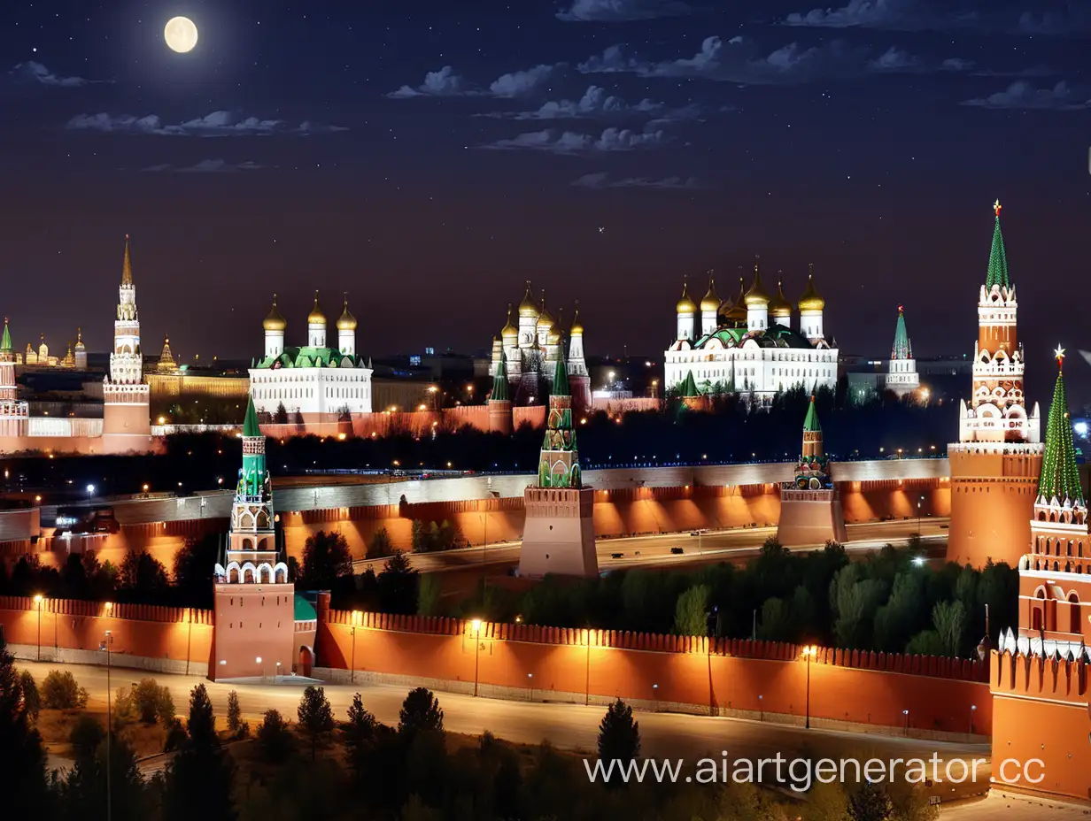 Night-Desert-Landscape-with-Distant-Moscow-Kremlin-Silhouette