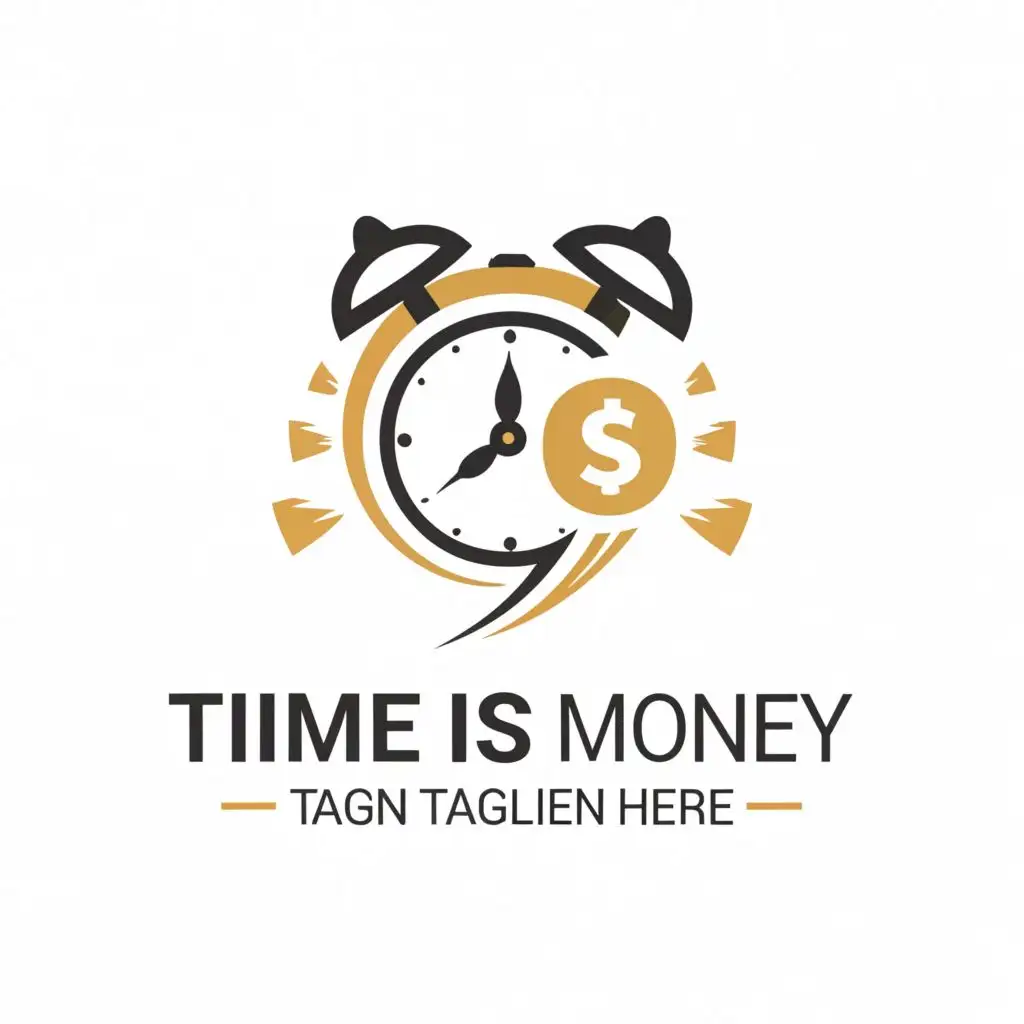 a logo design,with the text "Time is money", main symbol:Time and money,Minimalistic,be used in Entertainment industry,clear background