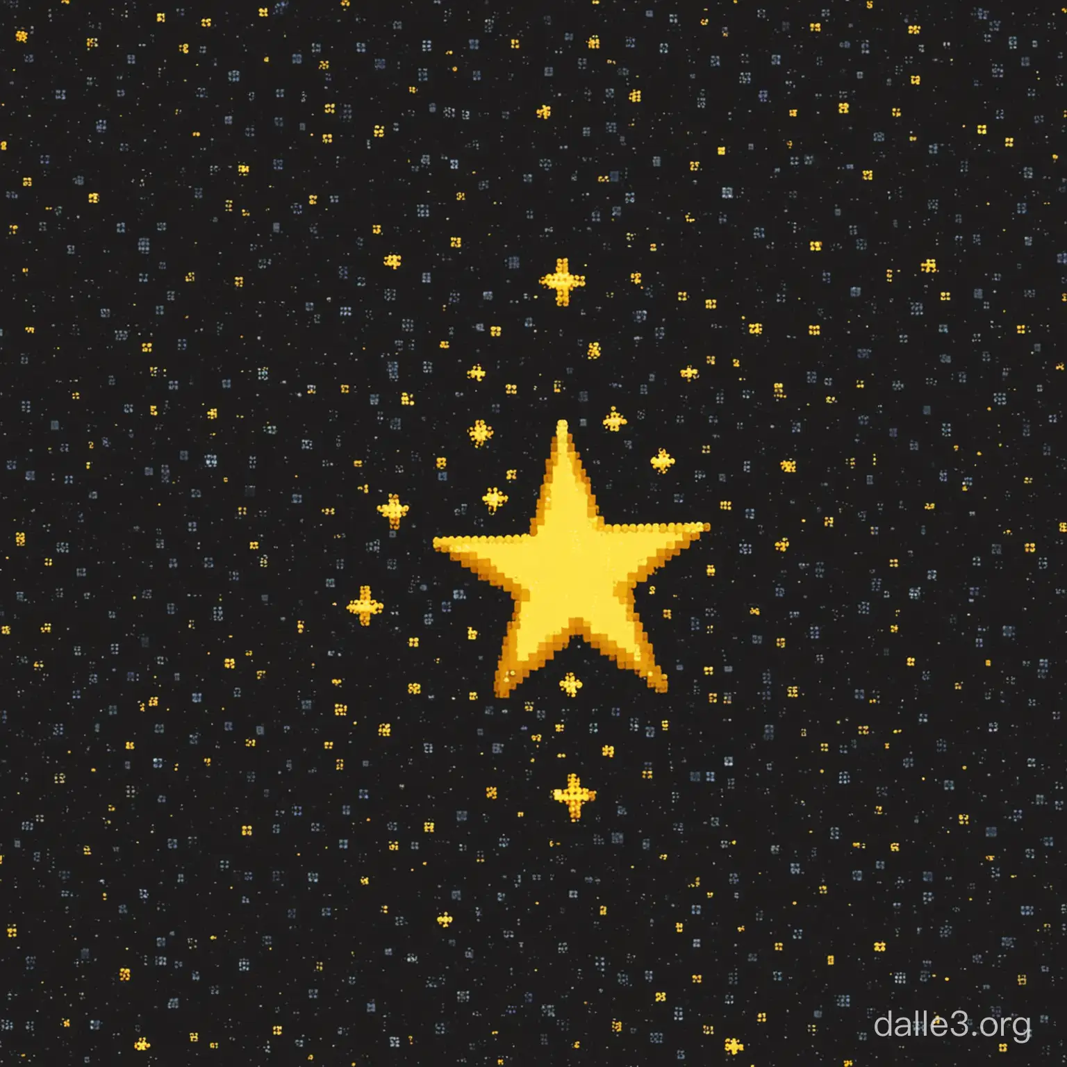 very simple pixel art of a yellow star in space