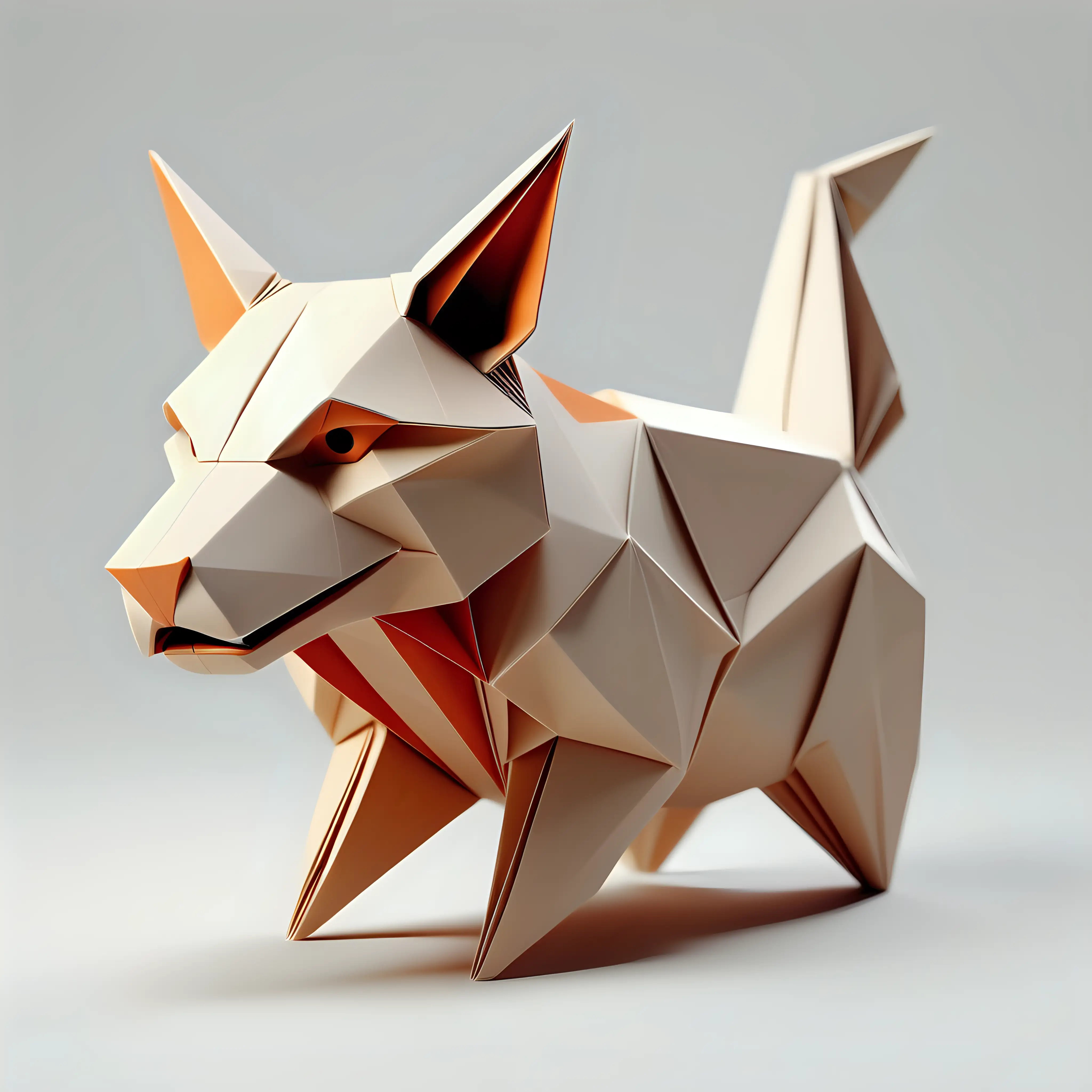 Minimalist 3D Origami Animal Forms Sticker Design on White Background