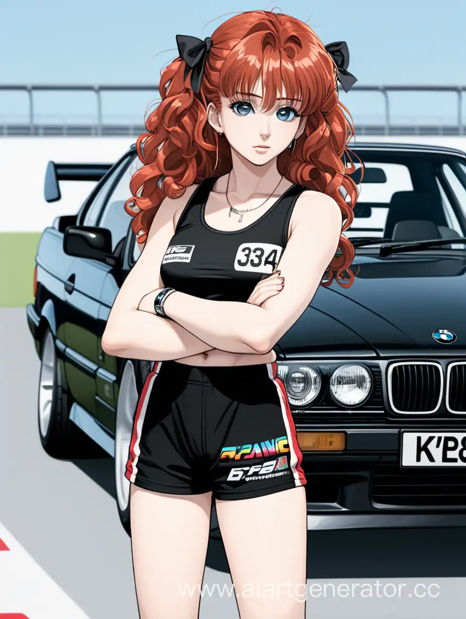 Energetic-RedHaired-Anime-Girl-at-BMW-E34-Racing-Track