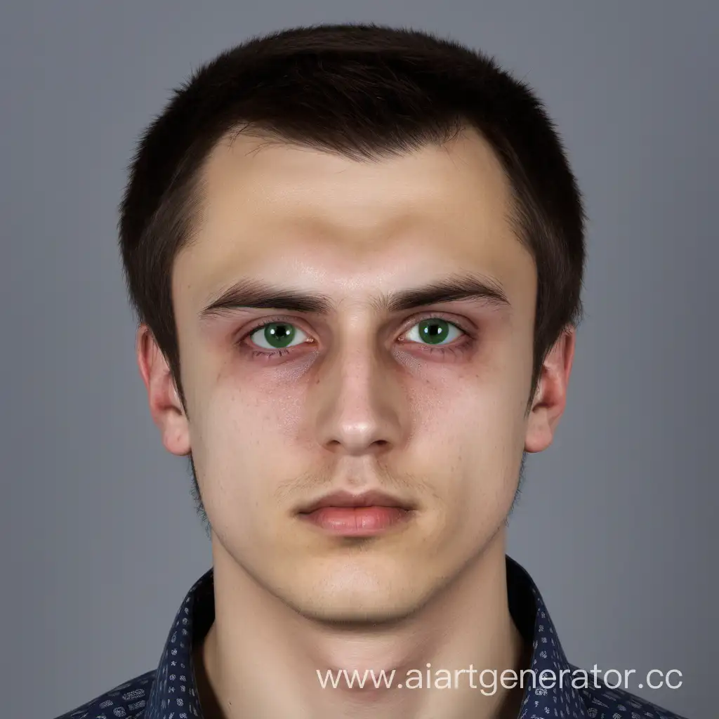 Portrait-of-a-Slavic-Man-with-Red-Hair-and-Green-Eyes-in-Blue-Shirt