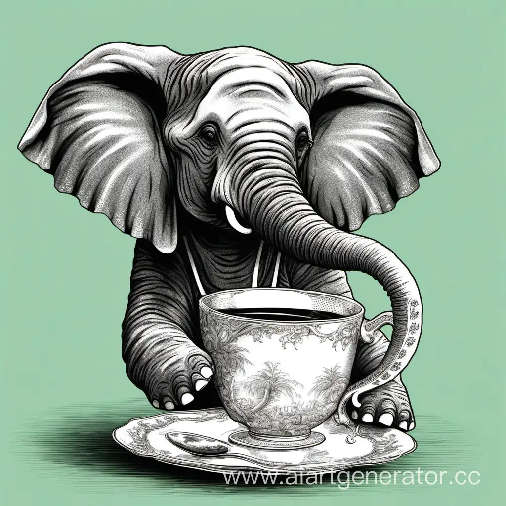 слон пьет чай