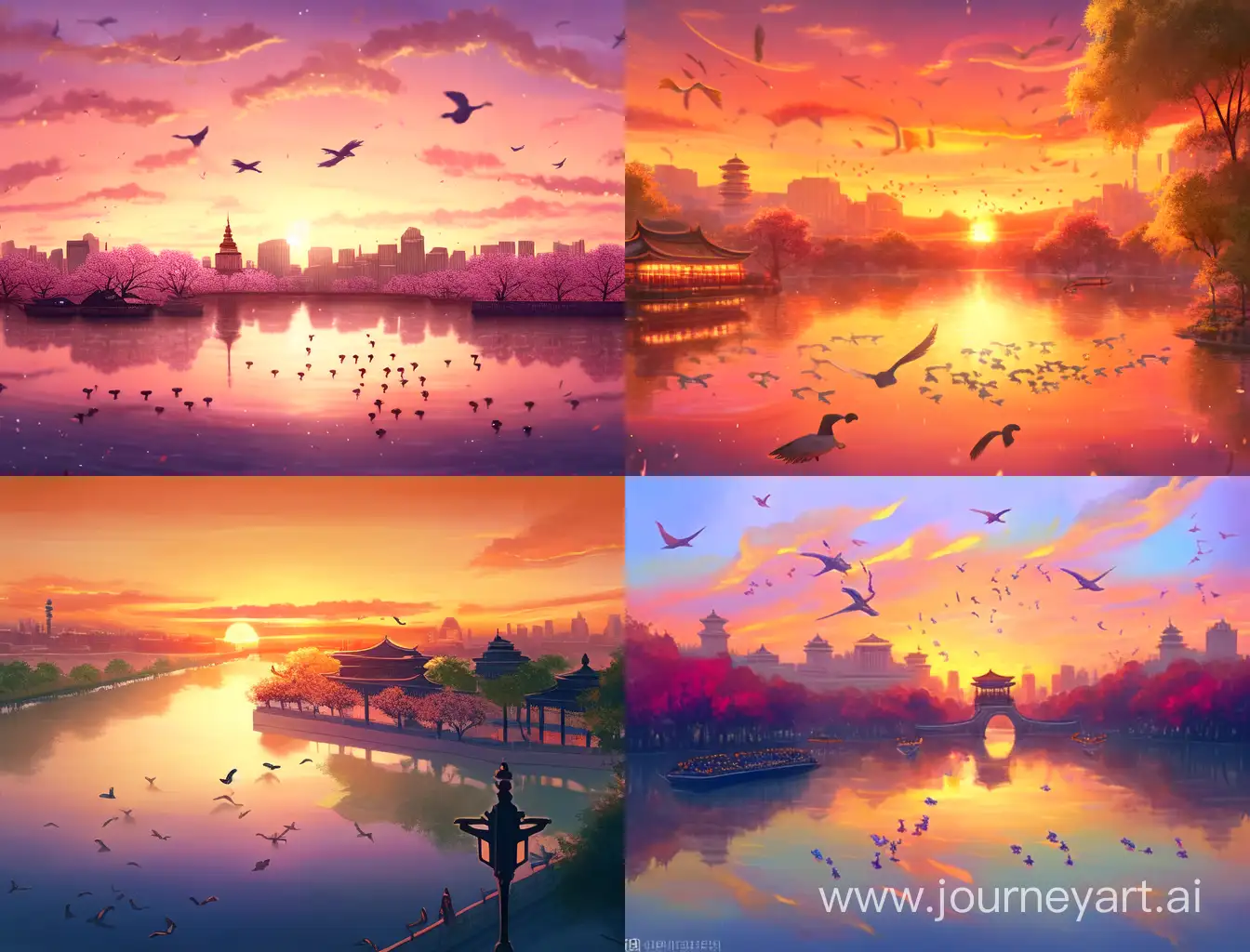 Futuristic-Beijing-Vibrant-Autumn-Tranquility-with-Flying-Ducks